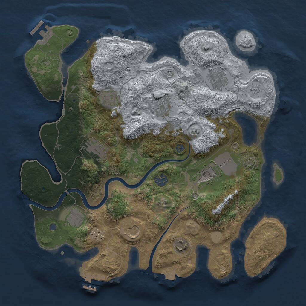 Rust Map: Procedural Map, Size: 3500, Seed: 7259103, 17 Monuments