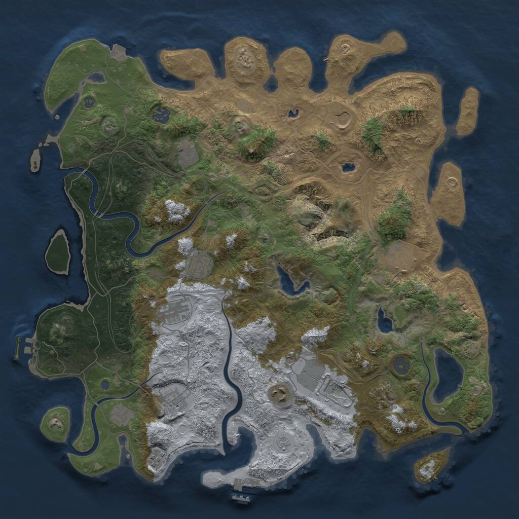 Rust Map: Procedural Map, Size: 4500, Seed: 430508, 17 Monuments