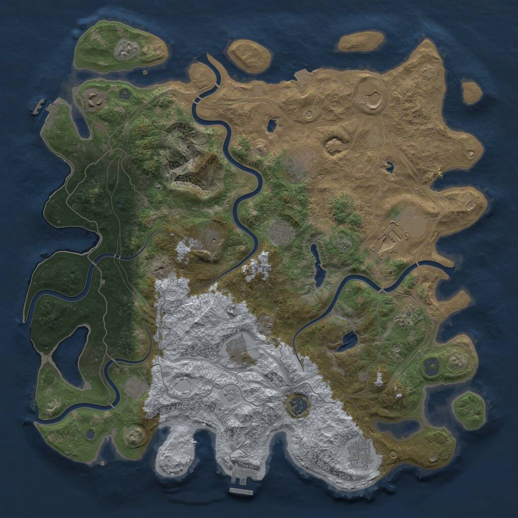 Rust Map: Procedural Map, Size: 4500, Seed: 1511388340, 17 Monuments