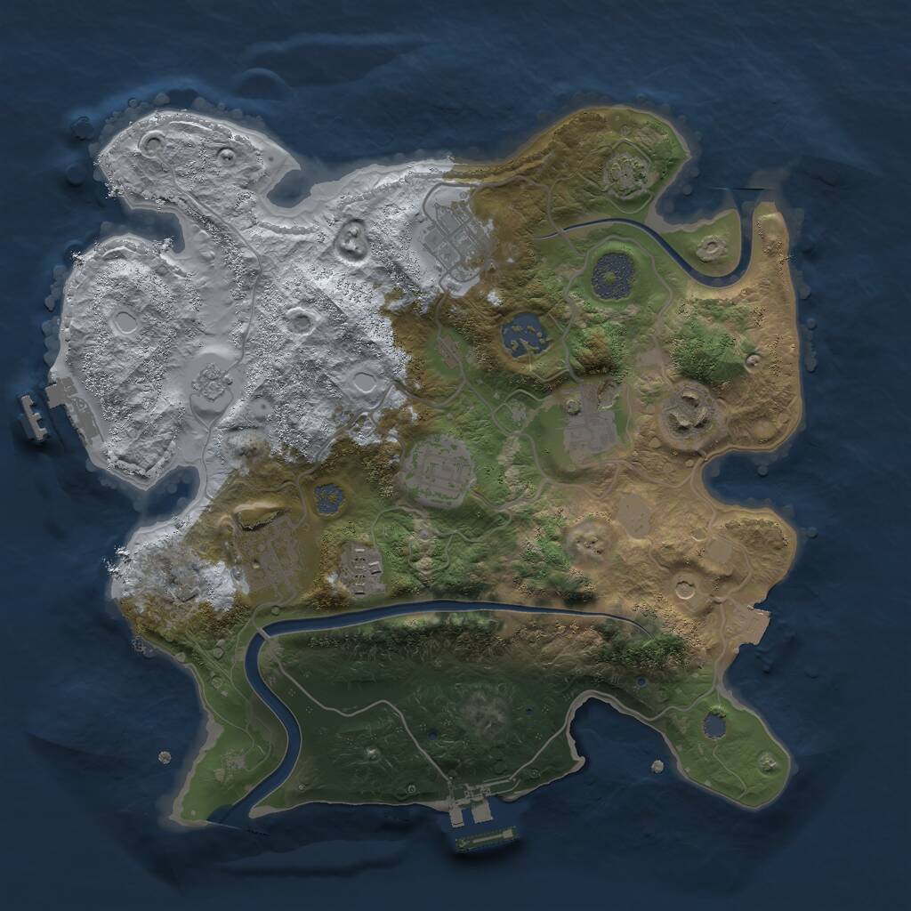 Rust Map: Procedural Map, Size: 3000, Seed: 646127621, 13 Monuments