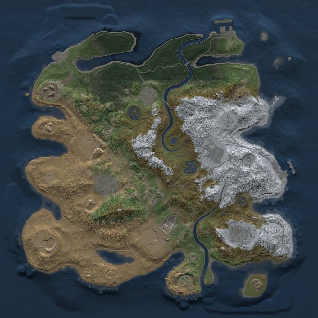 Rust Map: Procedural Map, Size: 3500, Seed: 1901695255, 18 Monuments