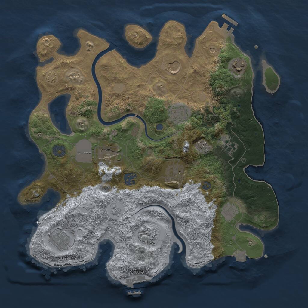 Rust Map: Procedural Map, Size: 3500, Seed: 1598785239, 18 Monuments
