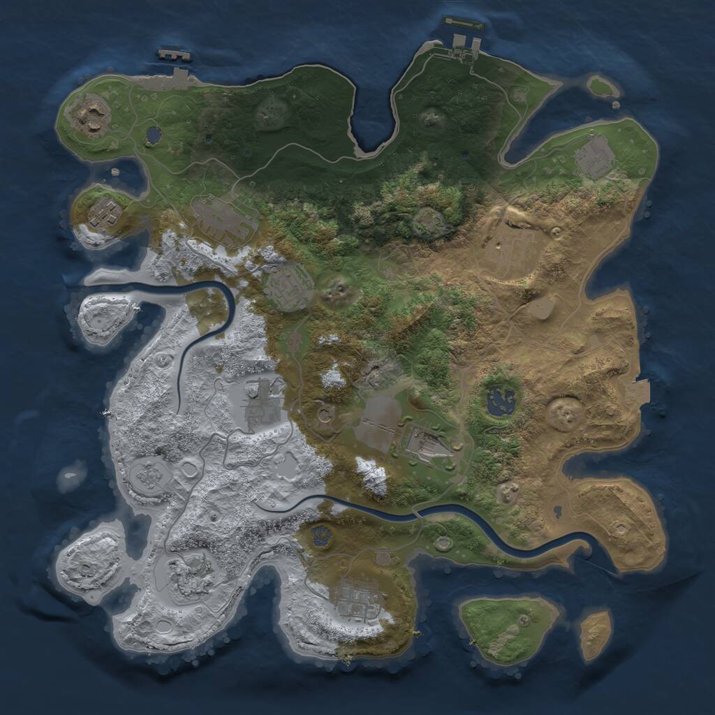 Rust Map: Procedural Map, Size: 3500, Seed: 630686025, 18 Monuments