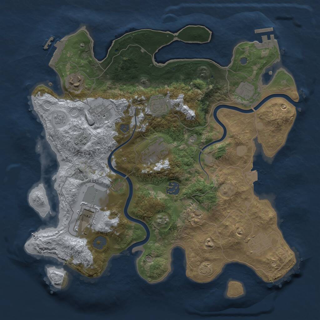 Rust Map: Procedural Map, Size: 3500, Seed: 1060962350, 17 Monuments