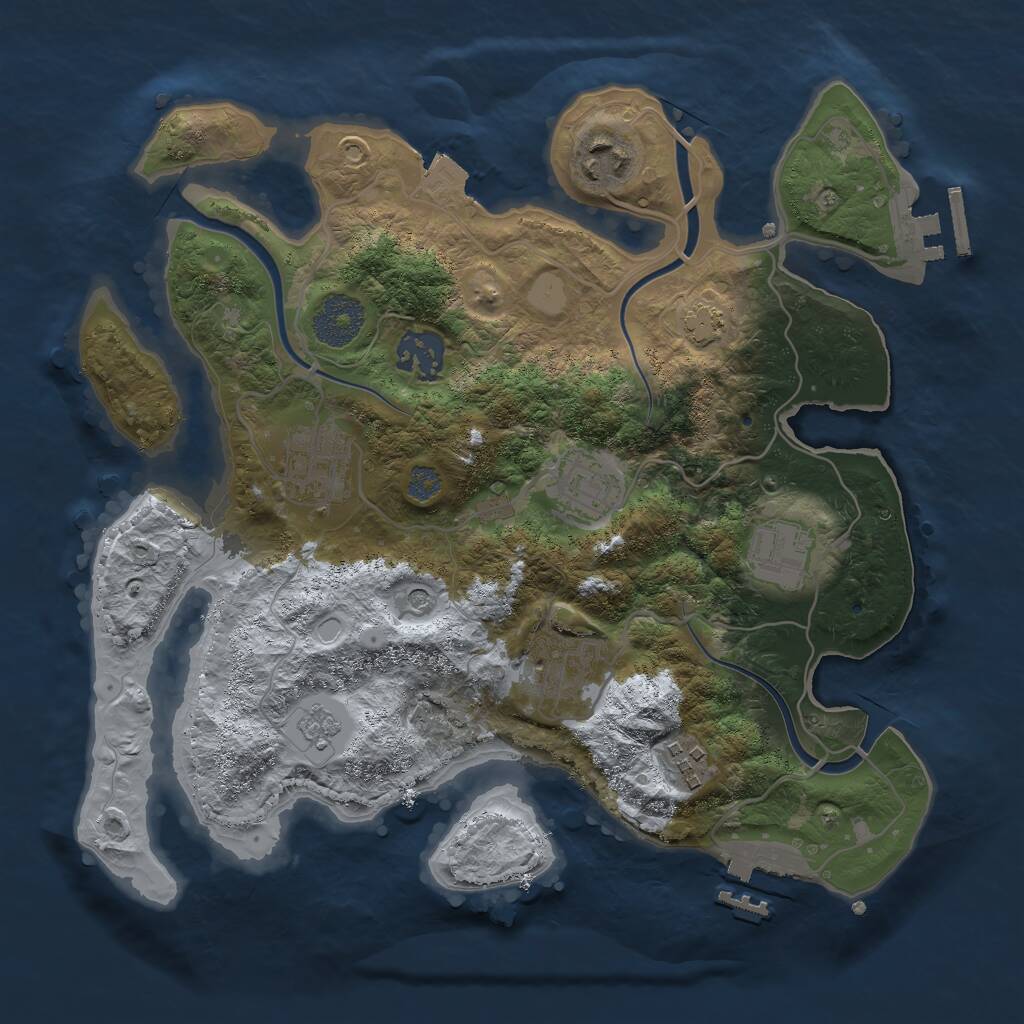 Rust Map: Procedural Map, Size: 3000, Seed: 45944, 14 Monuments