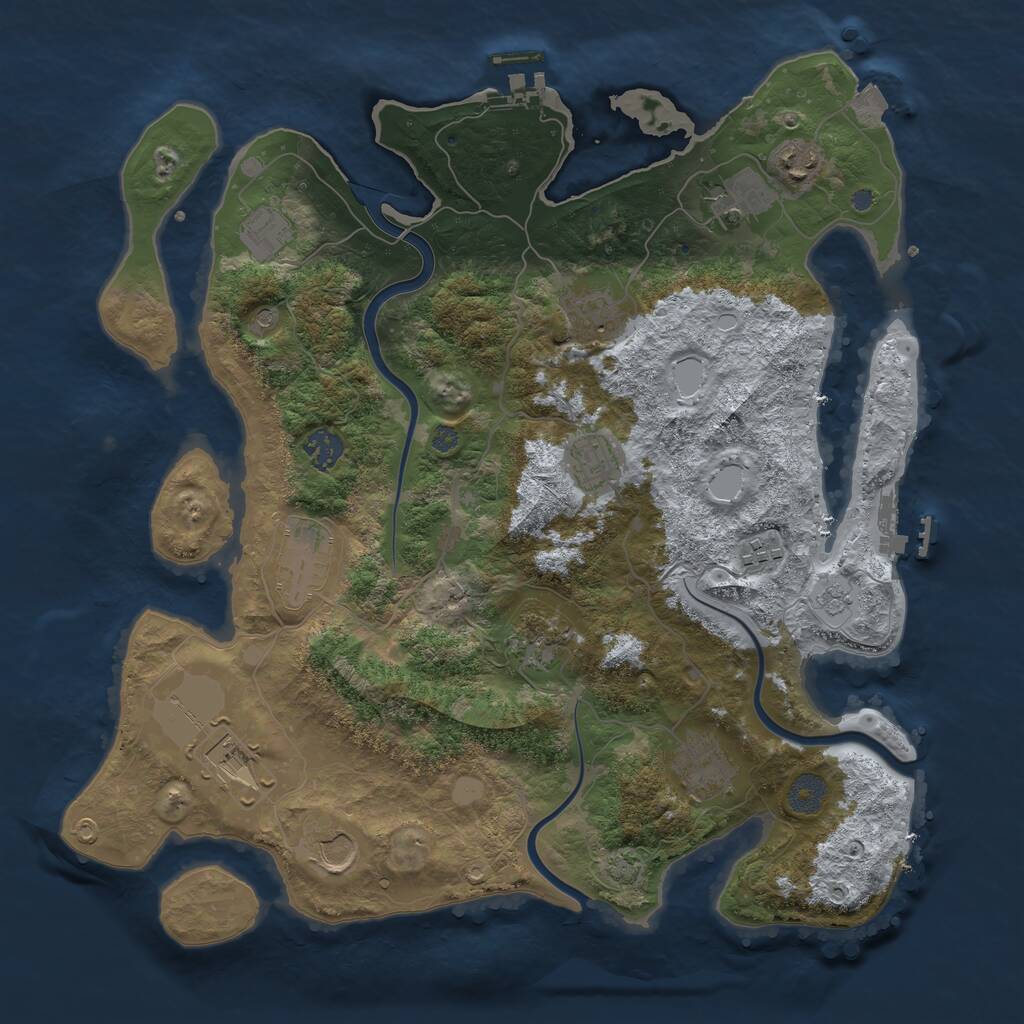 Rust Map: Procedural Map, Size: 3850, Seed: 802297829, 19 Monuments