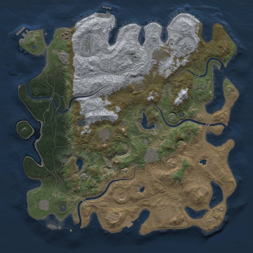 Rust Map: Procedural Map, Size: 4500, Seed: 177023, 19 Monuments