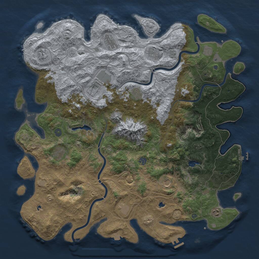Rust Map: Procedural Map, Size: 5000, Seed: 258685, 19 Monuments