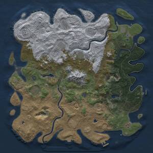 Thumbnail Rust Map: Procedural Map, Size: 5000, Seed: 258685, 19 Monuments