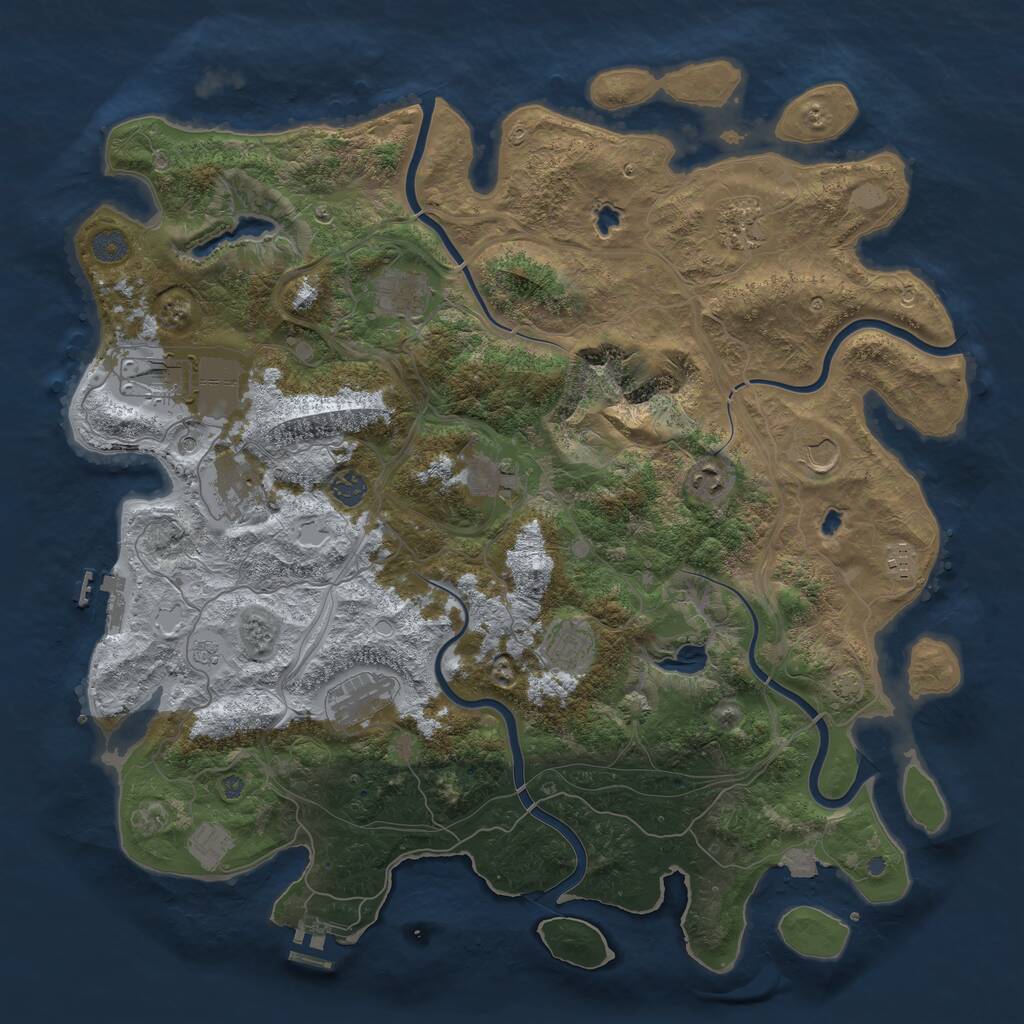 Rust Map: Procedural Map, Size: 4500, Seed: 778776, 17 Monuments