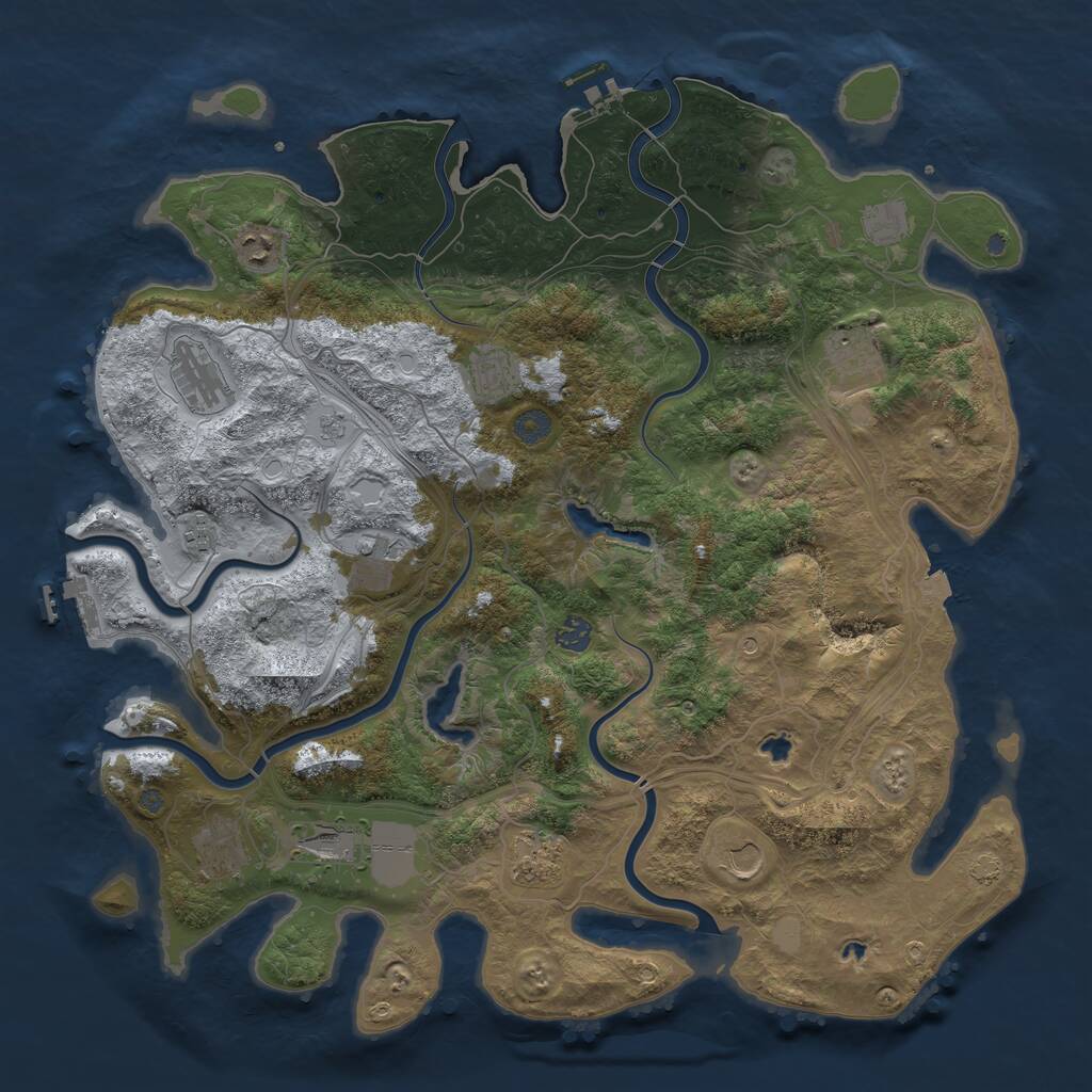 Rust Map: Procedural Map, Size: 4500, Seed: 280616484, 17 Monuments