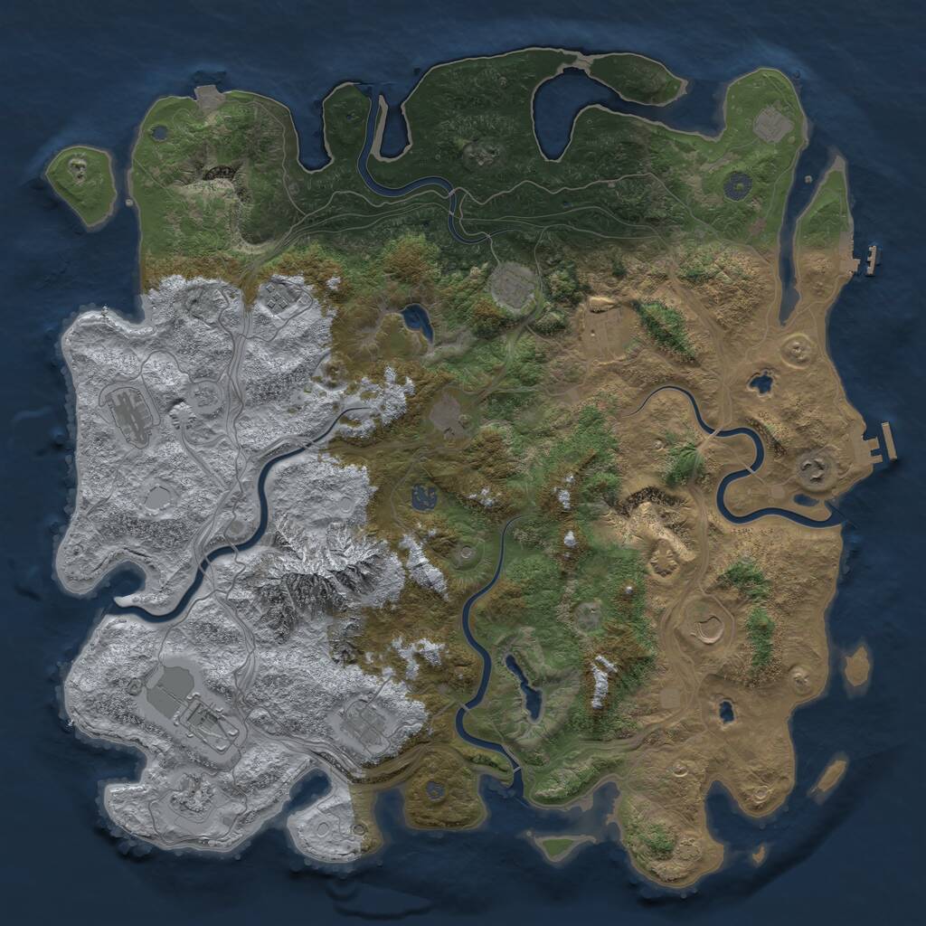 Rust Map: Procedural Map, Size: 5000, Seed: 517020, 19 Monuments