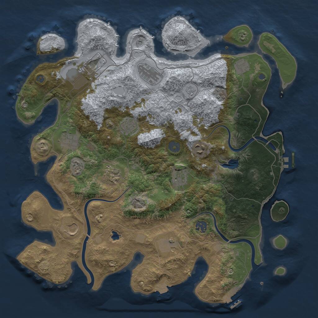 Rust Map: Procedural Map, Size: 4000, Seed: 77980109, 17 Monuments