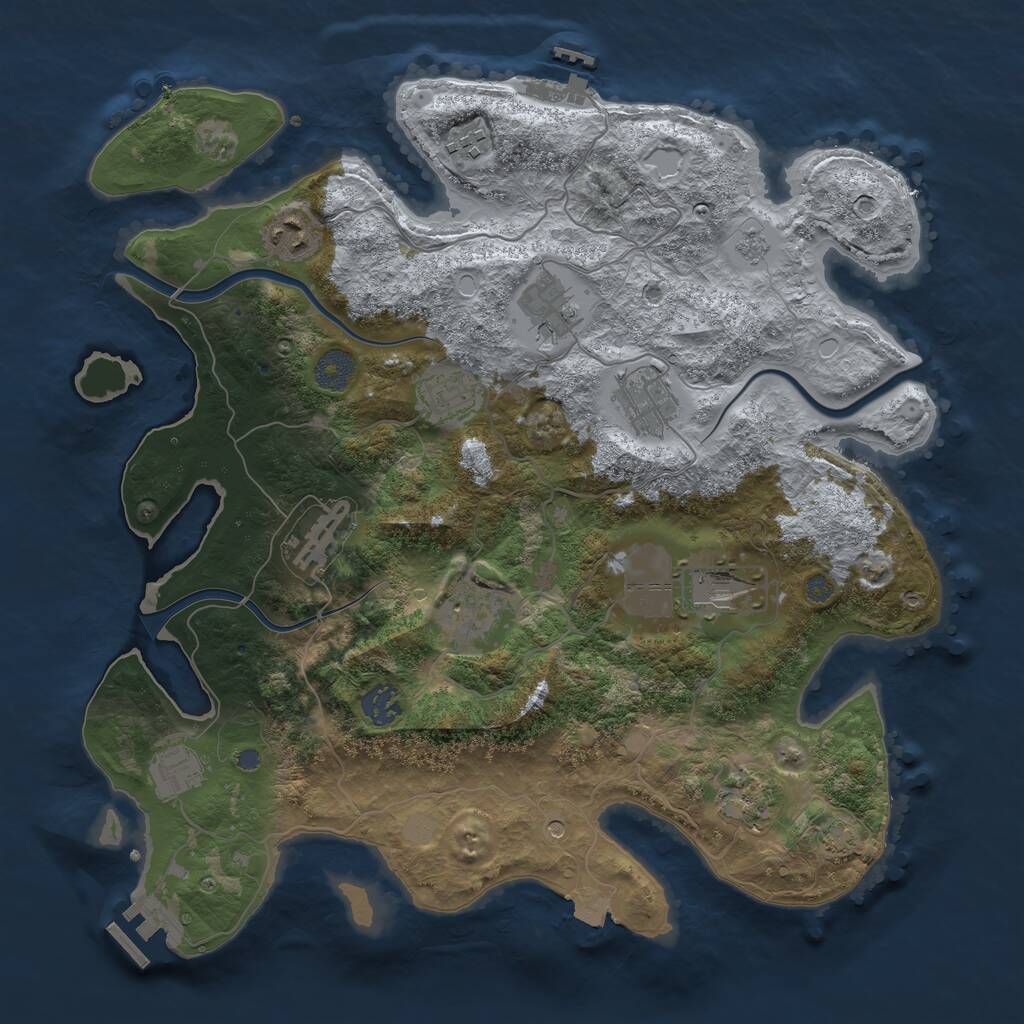 Rust Map: Procedural Map, Size: 3750, Seed: 303119, 16 Monuments