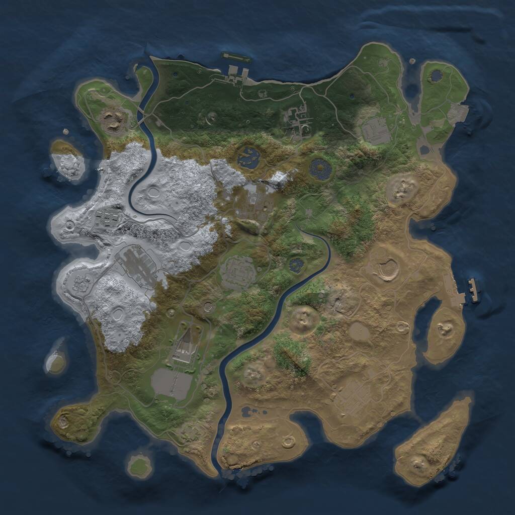 Rust Map: Procedural Map, Size: 3500, Seed: 692808606, 16 Monuments