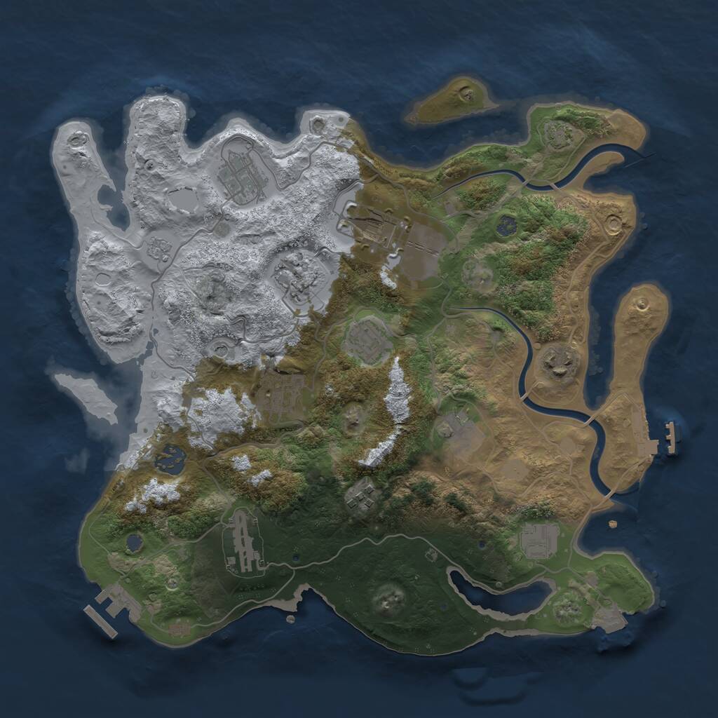 Rust Map: Procedural Map, Size: 3500, Seed: 33983, 18 Monuments