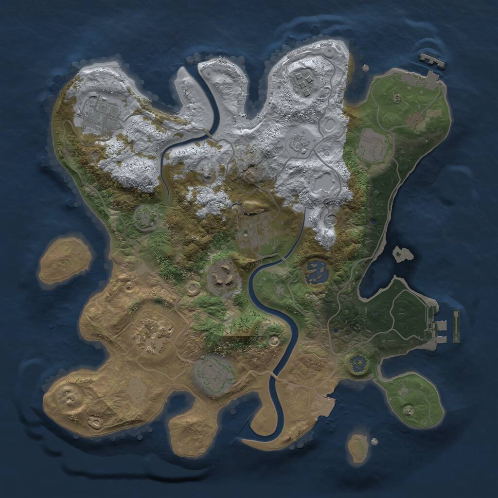 Rust Map: Procedural Map, Size: 3000, Seed: 643003261, 15 Monuments