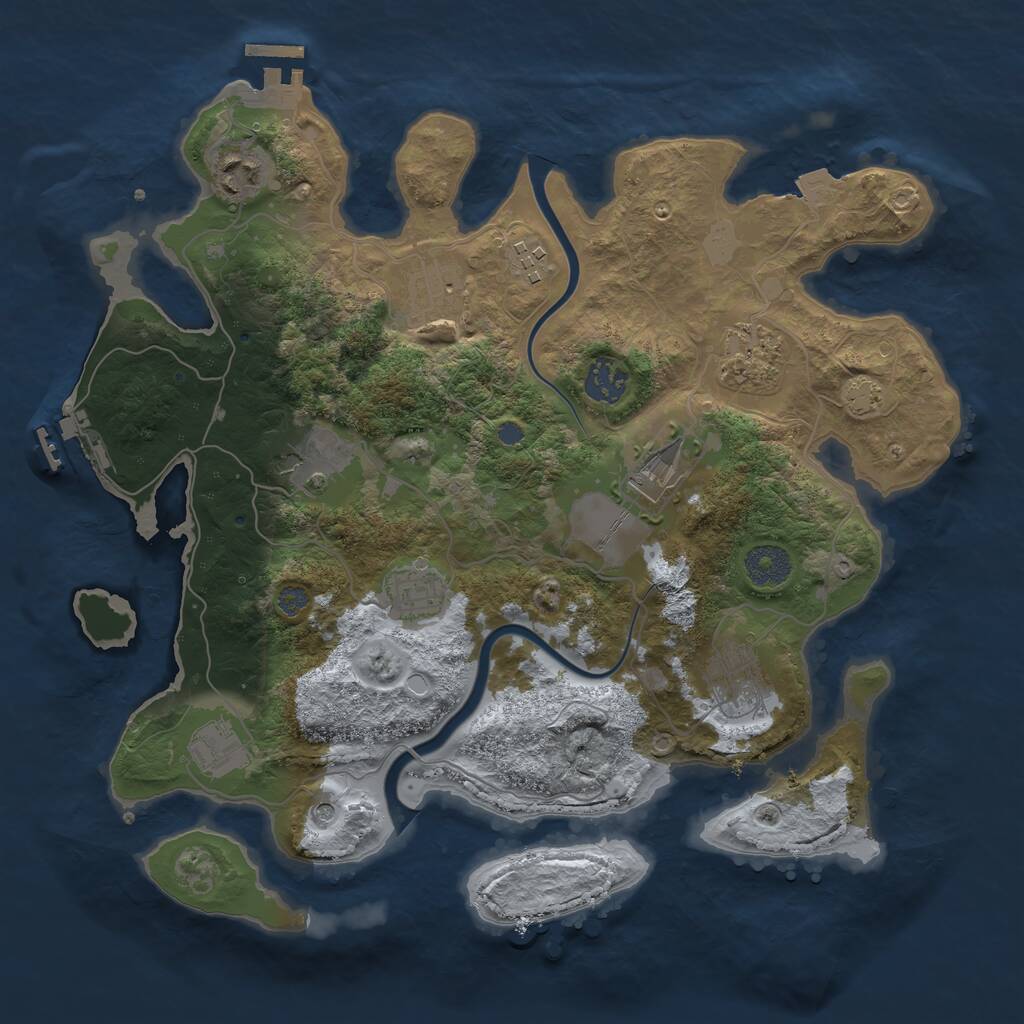 Rust Map: Procedural Map, Size: 3500, Seed: 1579777699, 14 Monuments