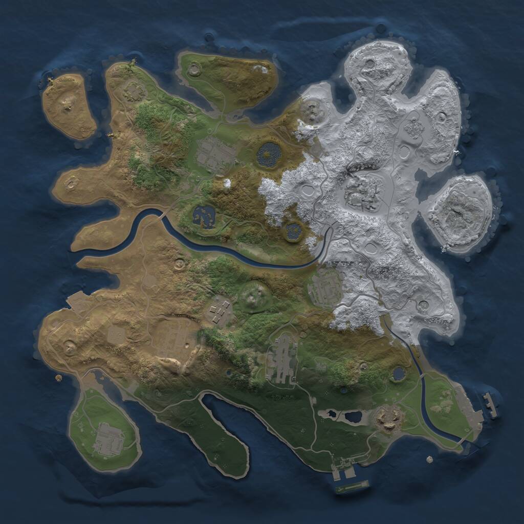Rust Map: Procedural Map, Size: 3200, Seed: 1729038456, 16 Monuments