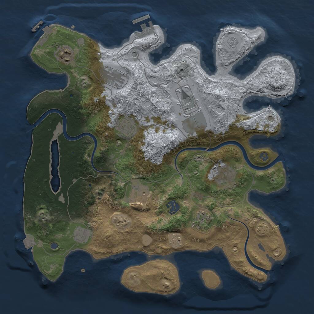 Rust Map: Procedural Map, Size: 3500, Seed: 835494900, 17 Monuments