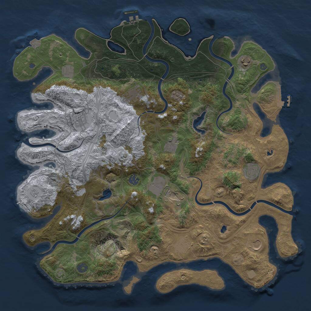Rust Map: Procedural Map, Size: 4500, Seed: 82796, 19 Monuments