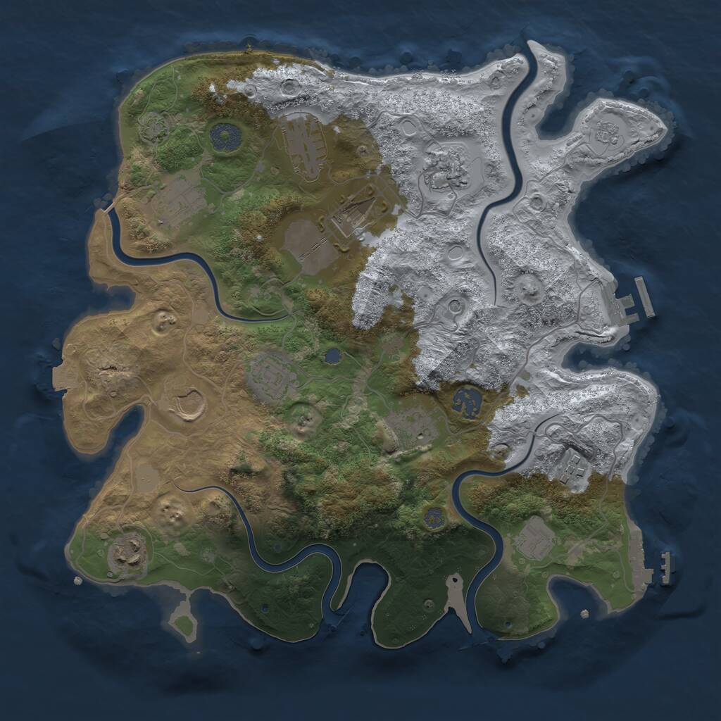 Rust Map: Procedural Map, Size: 3500, Seed: 62340815, 18 Monuments