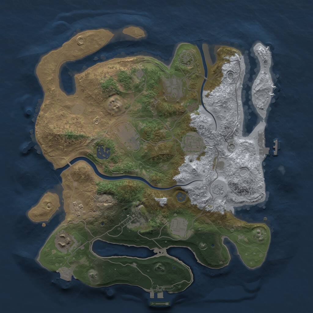 Rust Map: Procedural Map, Size: 3200, Seed: 1250082938, 15 Monuments