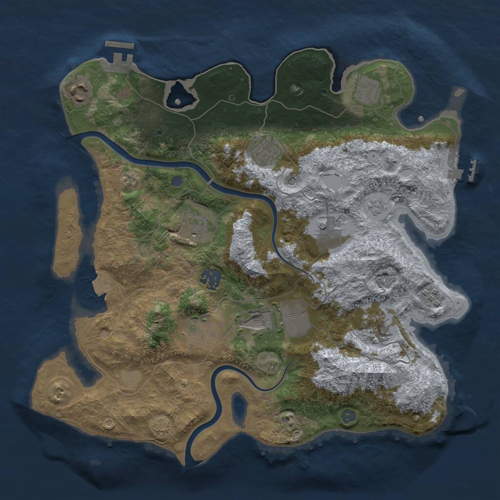 Rust Map: Procedural Map, Size: 3500, Seed: 49380, 15 Monuments