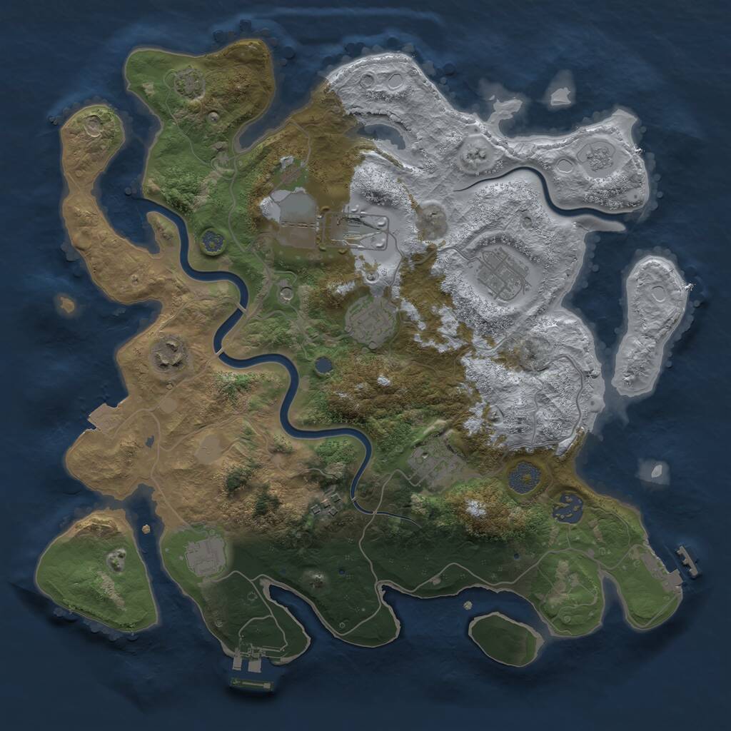 Rust Map: Procedural Map, Size: 3500, Seed: 321321231, 15 Monuments