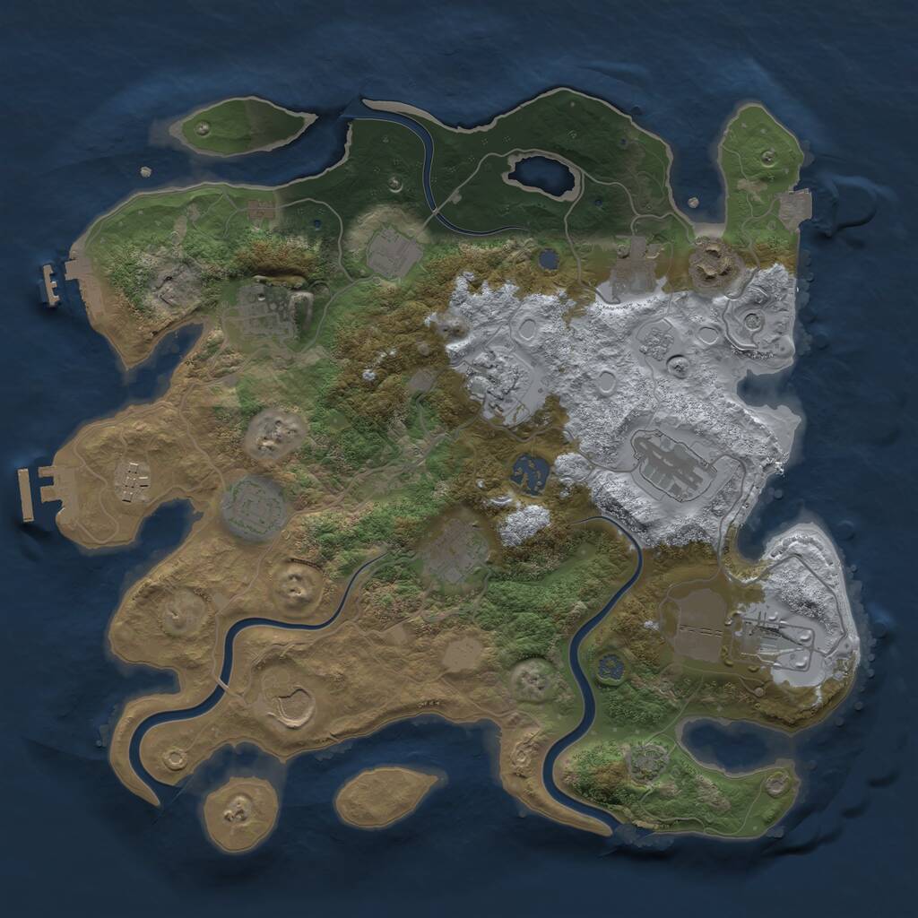 Rust Map: Procedural Map, Size: 3500, Seed: 187371245, 17 Monuments