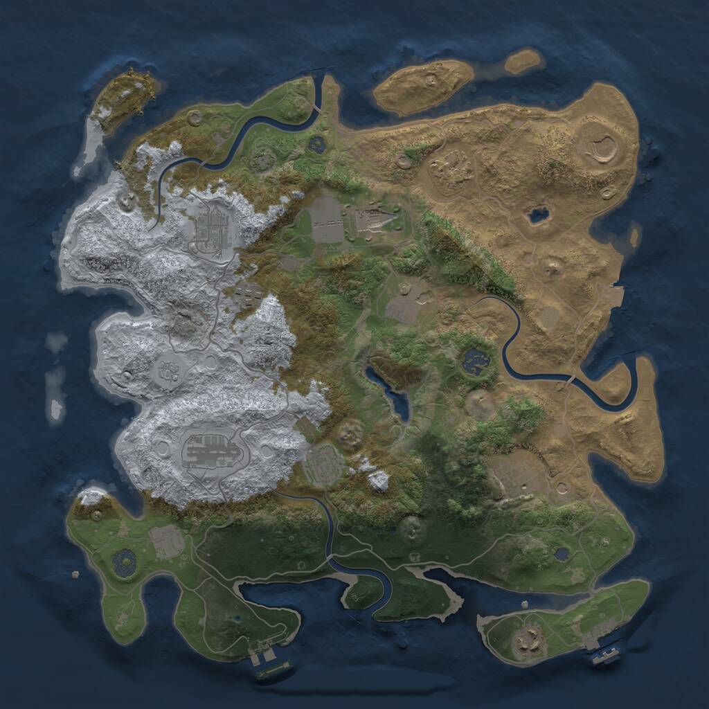 Rust Map: Procedural Map, Size: 4000, Seed: 1658079903, 19 Monuments