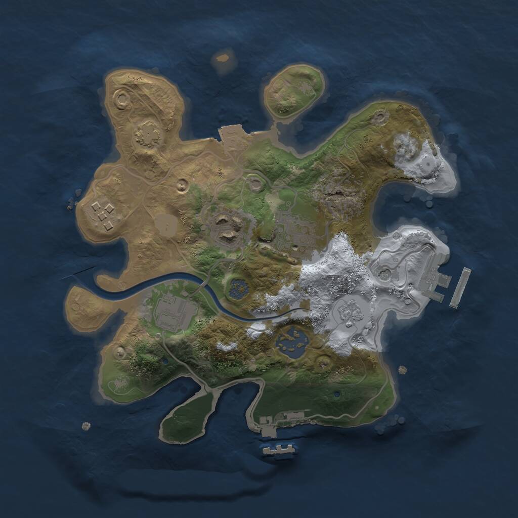 Rust Map: Procedural Map, Size: 2500, Seed: 1055496294, 12 Monuments
