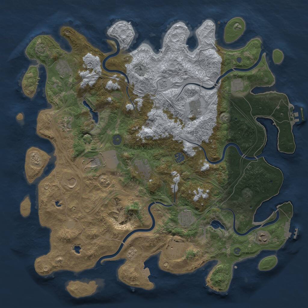 Rust Map: Procedural Map, Size: 4500, Seed: 614957, 19 Monuments