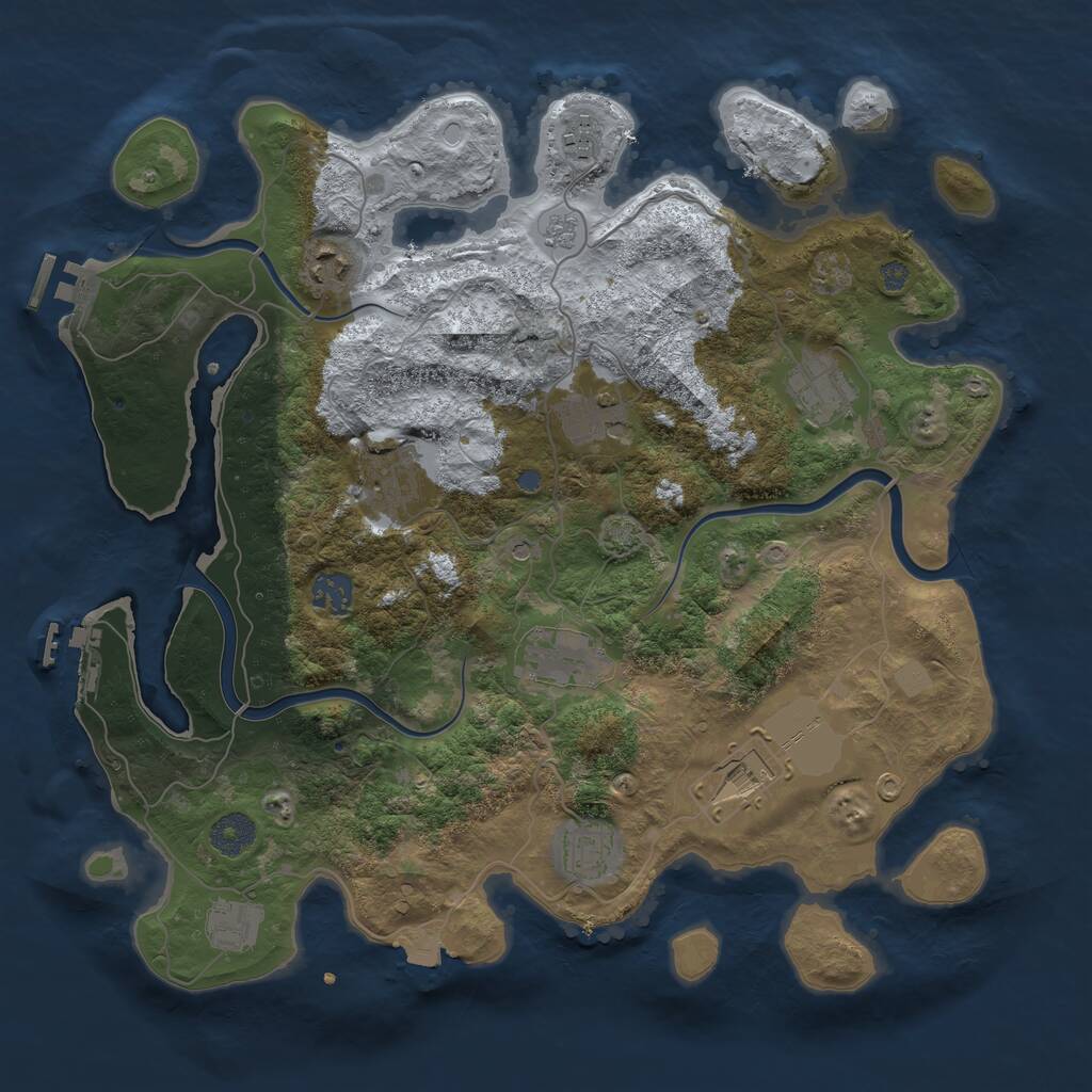 Rust Map: Procedural Map, Size: 3750, Seed: 285587316, 17 Monuments