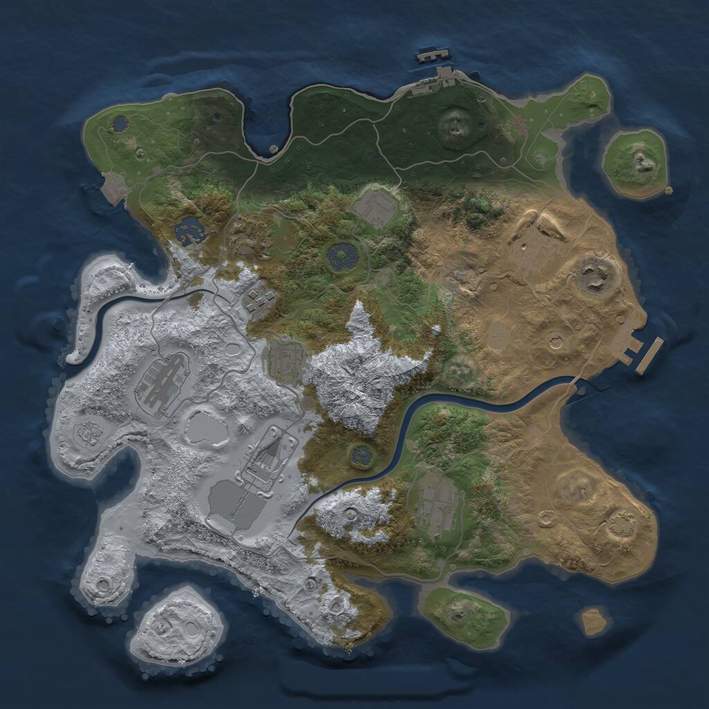 Rust Map: Procedural Map, Size: 3500, Seed: 247042161, 17 Monuments