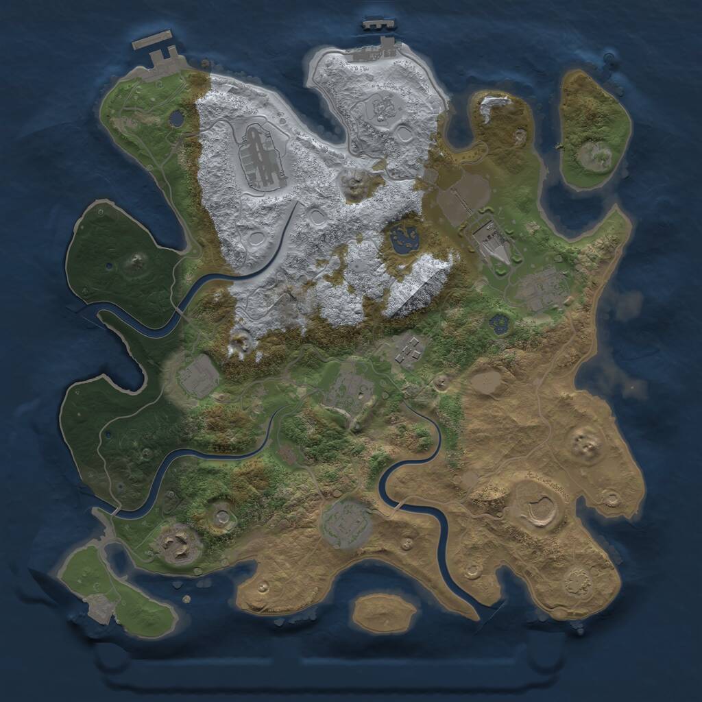 Rust Map: Procedural Map, Size: 3500, Seed: 1473309532, 17 Monuments