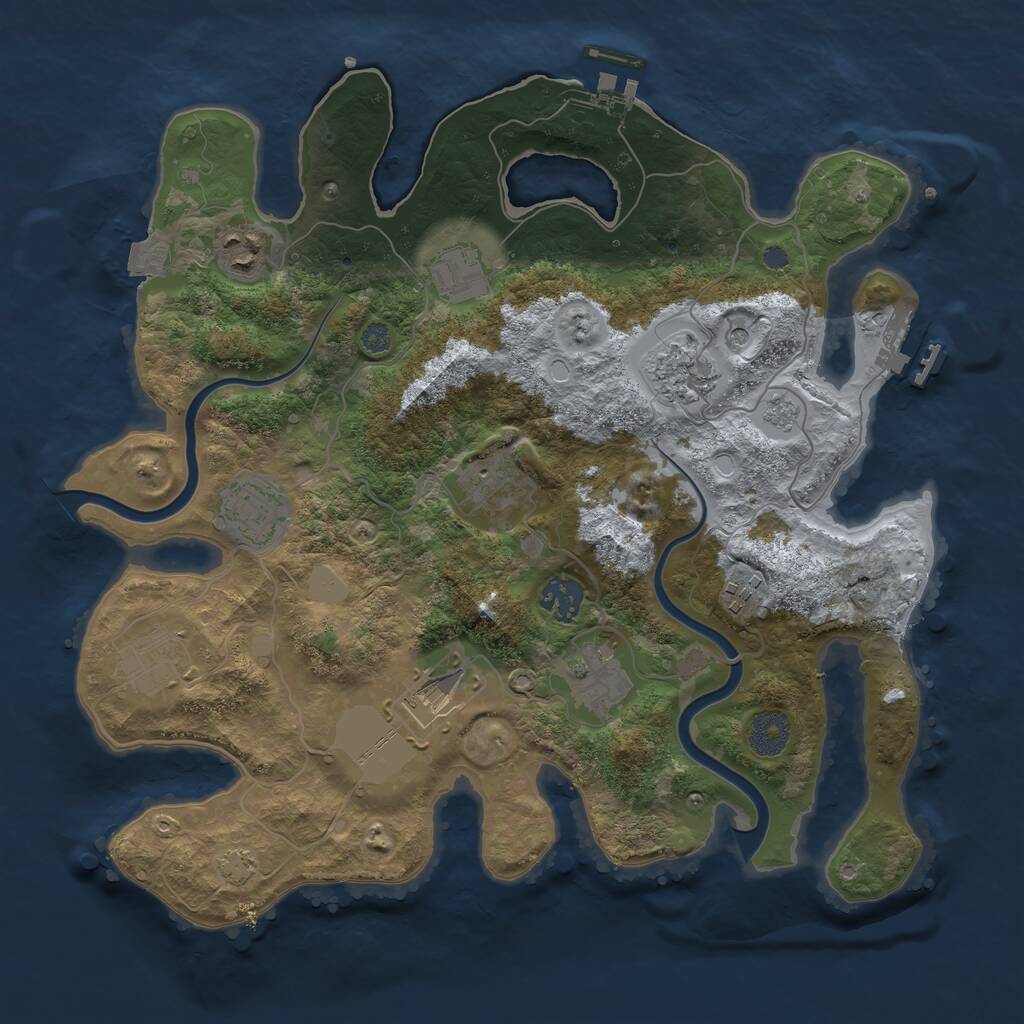Rust Map: Procedural Map, Size: 3500, Seed: 644187, 17 Monuments