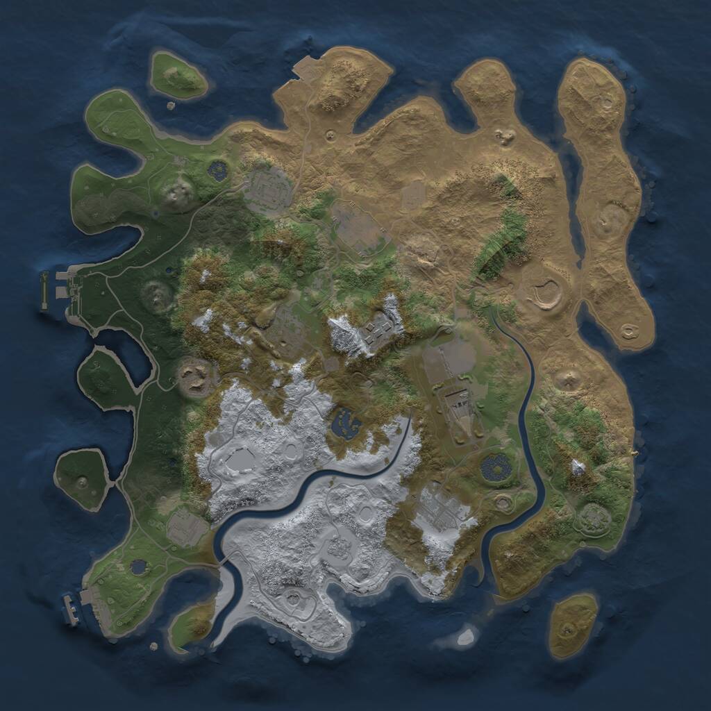 Rust Map: Procedural Map, Size: 3600, Seed: 1704662984, 17 Monuments