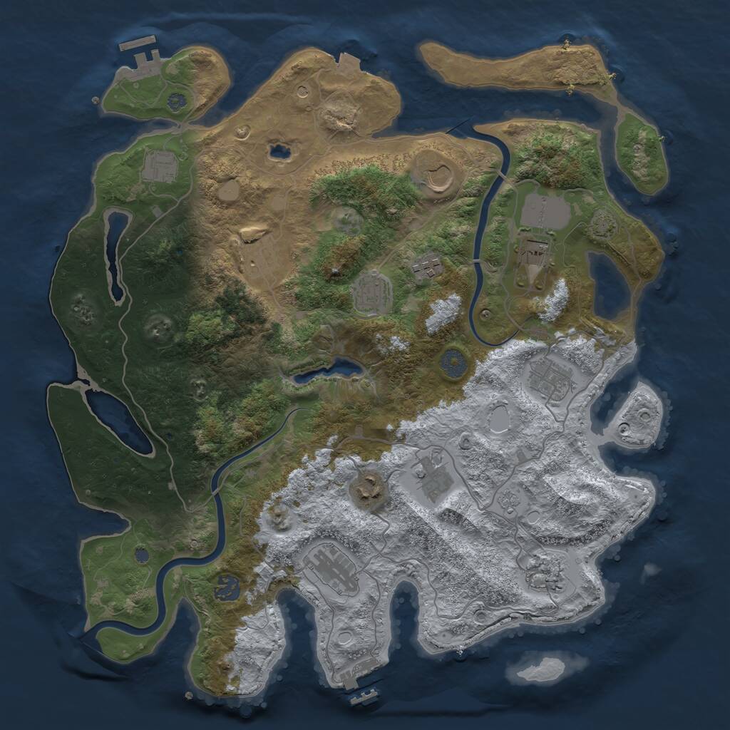 Rust Map: Procedural Map, Size: 4000, Seed: 84627195, 19 Monuments