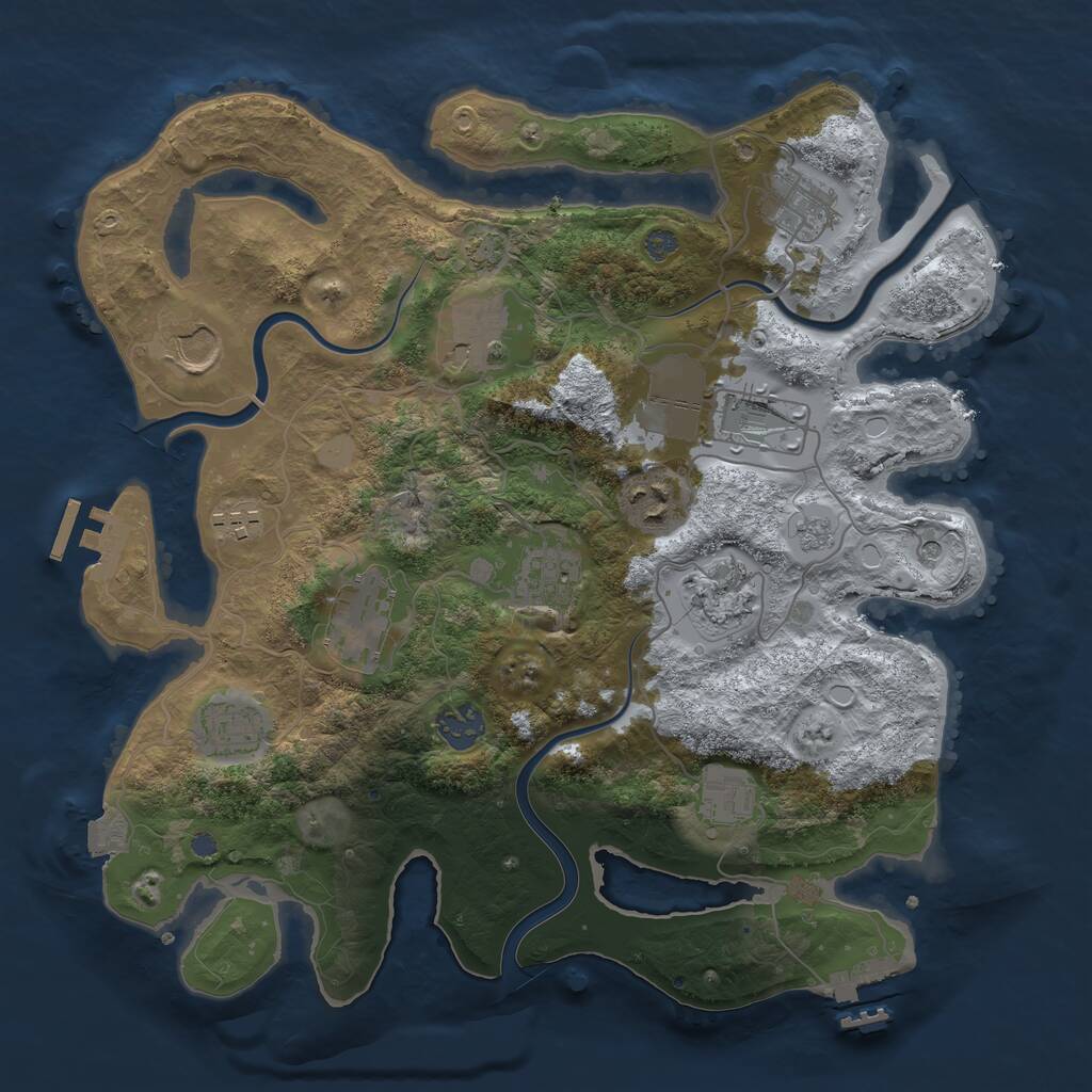 Rust Map: Procedural Map, Size: 3500, Seed: 515259245, 19 Monuments