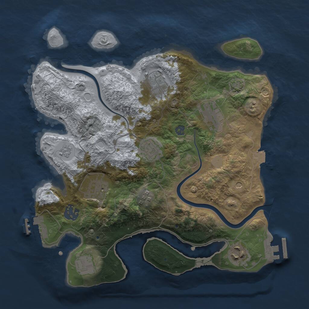 Rust Map: Procedural Map, Size: 3000, Seed: 1627336184, 13 Monuments