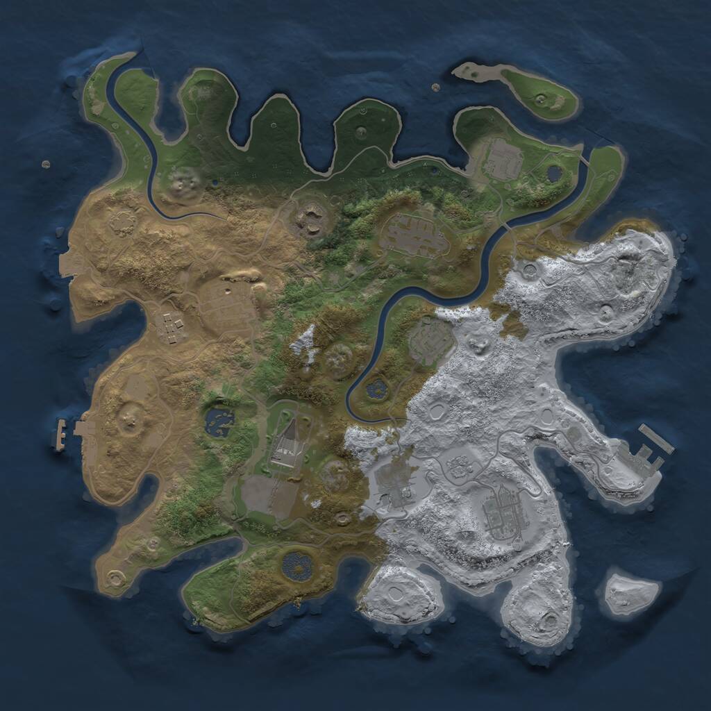 Rust Map: Procedural Map, Size: 3500, Seed: 84213759, 17 Monuments