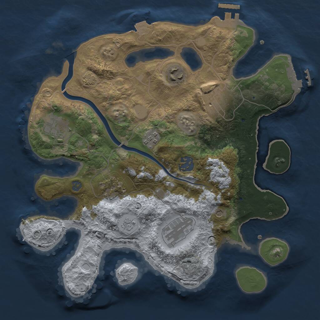 Rust Map: Procedural Map, Size: 3000, Seed: 54023, 13 Monuments