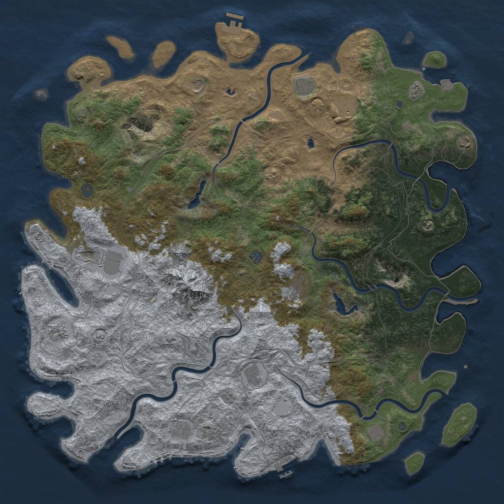 Rust Map: Procedural Map, Size: 5800, Seed: 1130626502, 19 Monuments