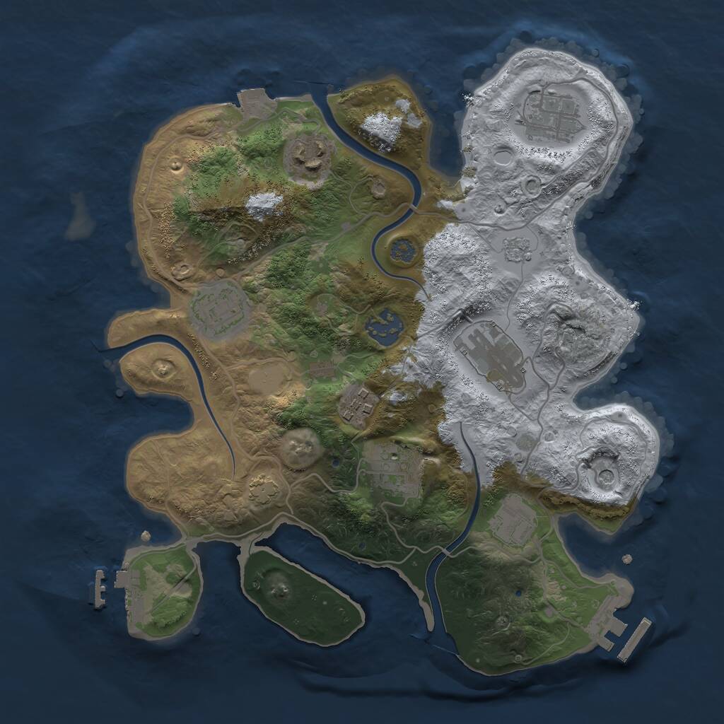 Rust Map: Procedural Map, Size: 3000, Seed: 1353447068, 15 Monuments