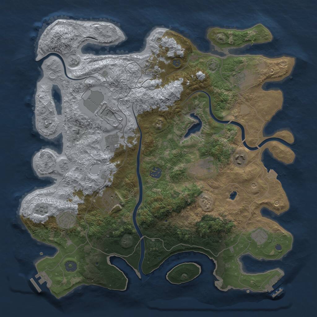 Rust Map: Procedural Map, Size: 4000, Seed: 1083786432, 18 Monuments
