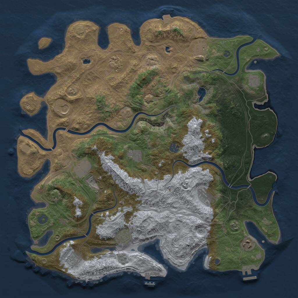 Rust Map: Procedural Map, Size: 4500, Seed: 961168104, 19 Monuments