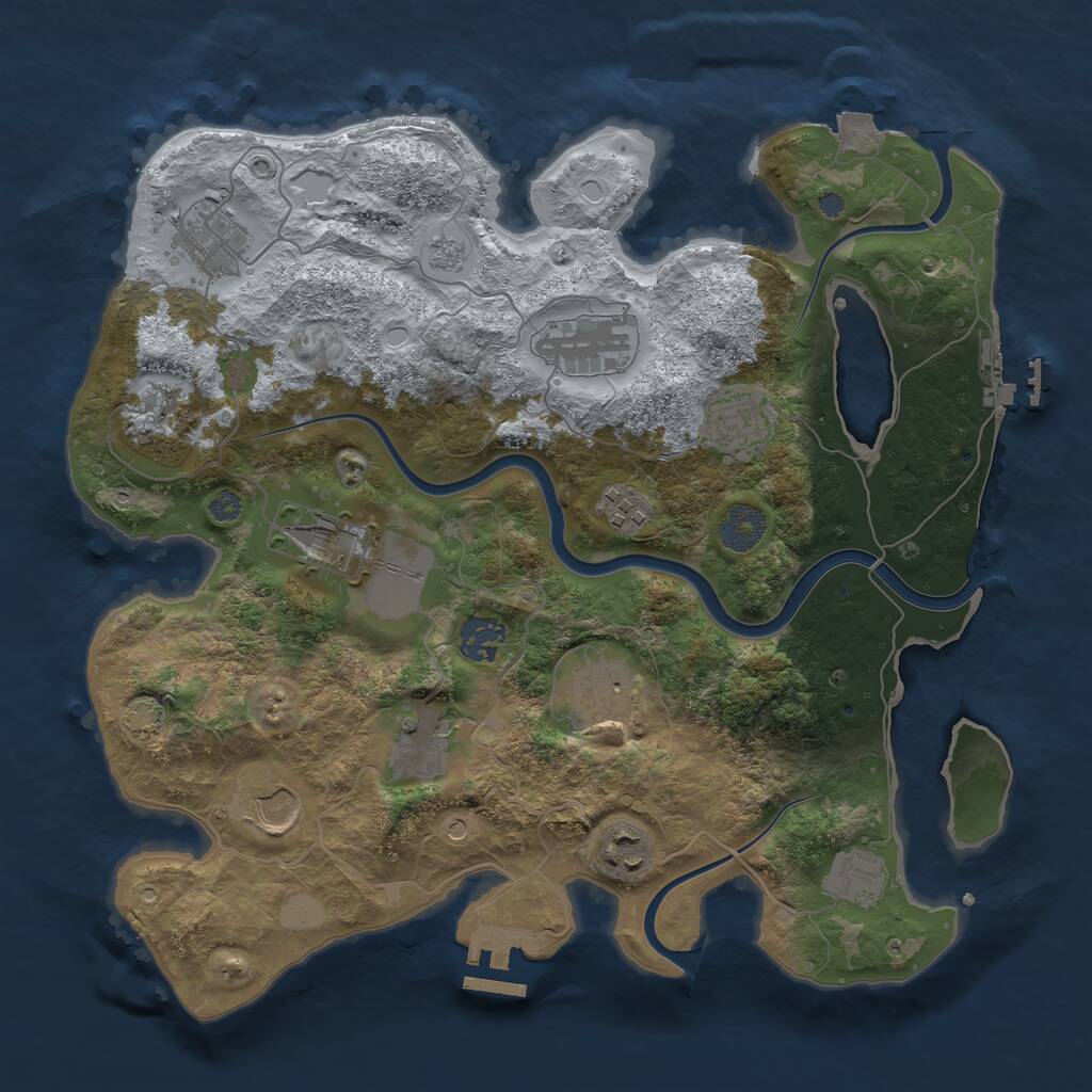 Rust Map: Procedural Map, Size: 3500, Seed: 350167189, 19 Monuments