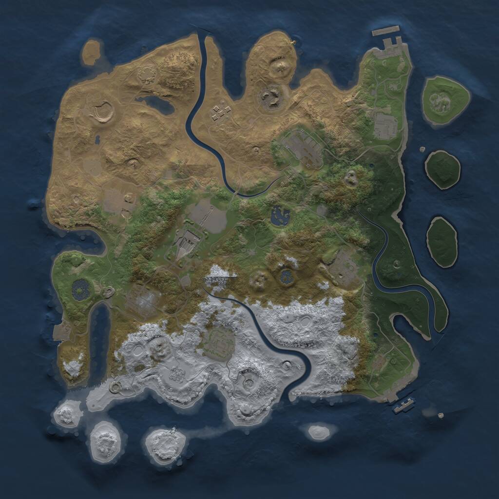 Rust Map: Procedural Map, Size: 3650, Seed: 736667, 16 Monuments