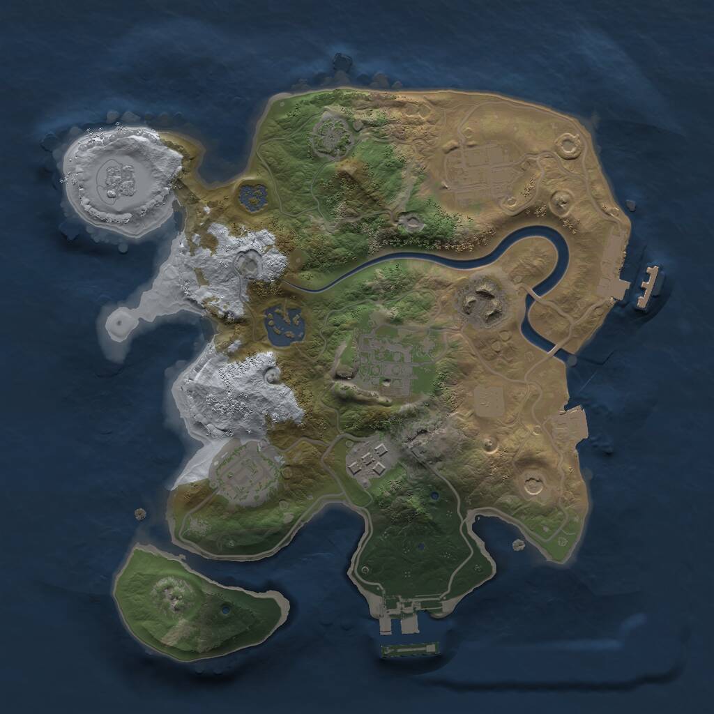 Rust Map: Procedural Map, Size: 2500, Seed: 398950802, 14 Monuments